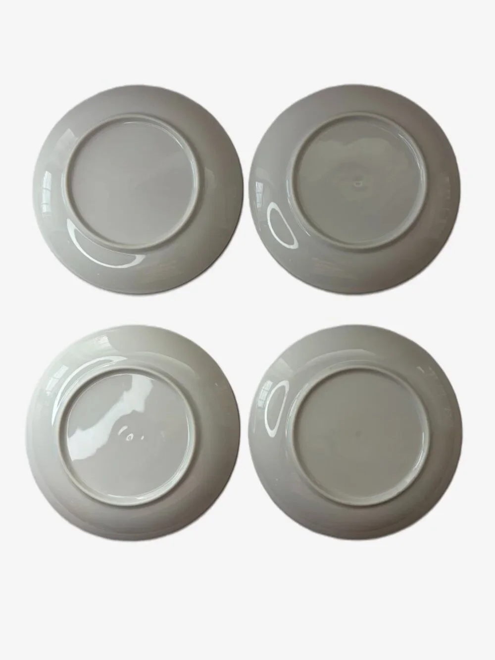 Set of 4 White Porcelain Saucers with Gold Rim 6.25” Cottagecore MCM Minimalist